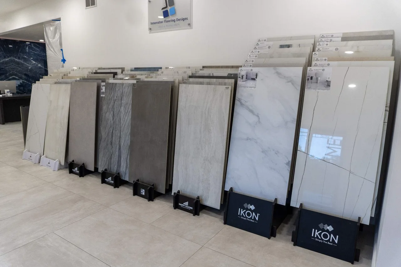 Slabs of marble up against a wall